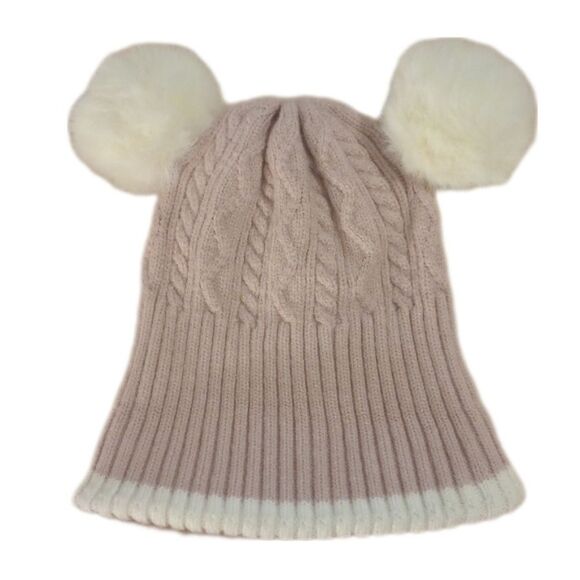 First Steps Pink Knit Winter Hat sz 12-24M Girls Pom Pom Winter Outerwear - Picture 2 of 4